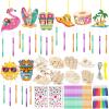 WinnerWhy 16 Pack Summer Wind Chime Kit Hawaii Craft Make Your Own Flamingos Tiki Surfboard Wind Chime DIY Wooden Hanging Ornaments Painting Craft for Hawaii Summer Family Activities Party Supplies view 1