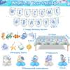 156PCS Under the Sea Baby Shower Decoration - Ocean Animals Theme Birthday Supplies - Includes Welcome Banner, Hanging Swirls, Honeycomb Centerpieces for Kids Party Favors view 2