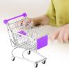 Mini Shopping Cart Desktop Organizer Supermarket Metal Handcart Toy Cosplay Game Play House Toys Fun Metal Model Decor, Violet view 3