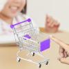 Mini Shopping Cart Desktop Organizer Supermarket Metal Handcart Toy Cosplay Game Play House Toys Fun Metal Model Decor, Violet view 4