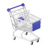 Mini Shopping Cart Desktop Organizer Supermarket Metal Handcart Toy Cosplay Game Play House Toys Fun Metal Model Decor, Blue view 1