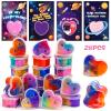 28 Pack Valentines Day Gifts for Kids Classroom - Galaxy Slime Valentines for Kids with Valentine Day Cards for School, Class Valentine's Day Exchange Gifts for Boys Girls view 1