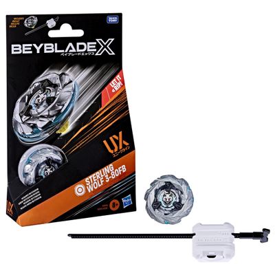 Beyblade X Sterling Wolf 3-80FB UX Starter Pack Set with Stamina Type Top and Launcher, Authentic Takara Tomy Battle Tops Games, Toys for Boys and Girls 8+