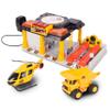 Mini Dig Vehicle Motorized Playset Construction Site Garage with Front Loader and Helicopter view 1