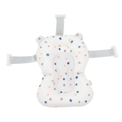 Baby Bath Seat Cushion Floating Safe Foldable Adjustable Infant Bath Supporter for Newborn Blue Bear, Supports Baby Body, Safety to Use, Easy to Clean, Odorless Material, Optimal (White Stars)
