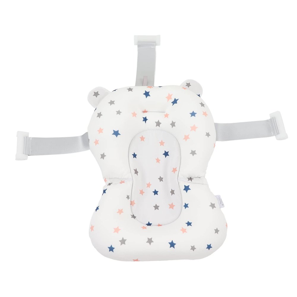 Baby Bath Seat Cushion Floating Safe Foldable Adjustable Infant Bath Supporter for Newborn Blue Bear, Supports Baby Body, Safety to Use, Easy to Clean, Odorless Material, Optimal (White Stars)
