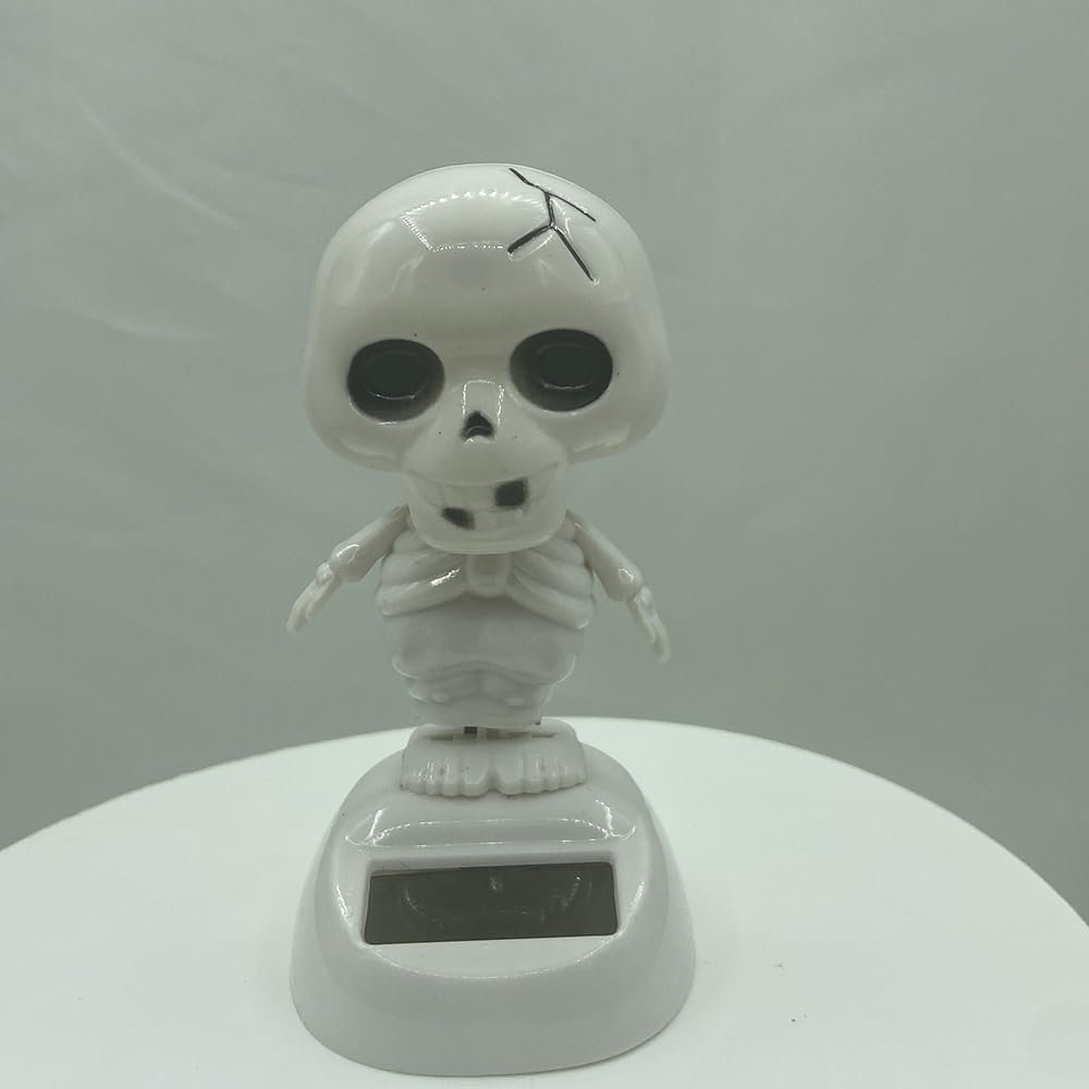 Solar Powered Dancing Car Decoration, ABS Plastic, 14+ Ages (White Skull)