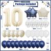 10th Birthday Decorations Blue White,Happy 10th Birthday Decorations with Navy Blue Silver Cream White Balloons Beige 10 Number Balloon Birthday Banner For Boys Girls Birthday Party Decor view 2