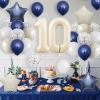 10th Birthday Decorations Blue White,Happy 10th Birthday Decorations with Navy Blue Silver Cream White Balloons Beige 10 Number Balloon Birthday Banner For Boys Girls Birthday Party Decor view 4