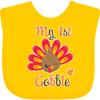 inktastic My 1st Gobble with Turkey Face Baby Bib Yellow 2d5c0 view 1