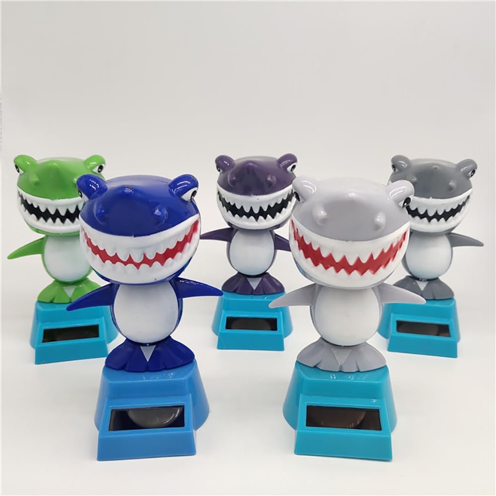 Solar Powered Dancing Car Decoration, ABS Plastic, 14+ Ages (Shark Color Random)