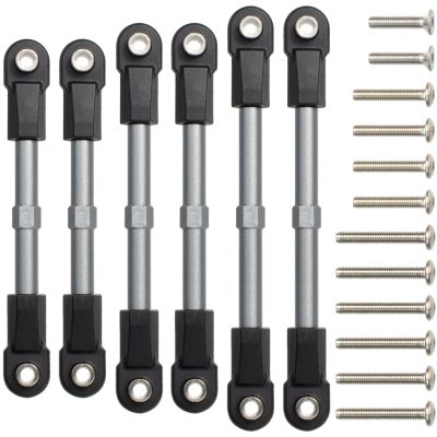 HobbyMarking 6Pcs Adjustable Aluminum Turnbuckles Camber Links Set for Traxxas Slash 4X4 2WD / Rustler/Stampede/Hoss/Bandit 1/10 RC Short Course Trucks Replacement Upgrade Accessories (Titanium)