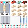 12 Sets Race Car Painting Party Favors Wooden Car Craft Set, Unfinished Wood Cars Shapes with Paint Supplies, Cards and Gift Bags, Bulk Event and Party Favor Supplies view 1