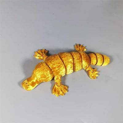 3D Printed Duck Full Body Joints Movable 3D Pet Toy Colorful Duck Ornament Gift for Friends 14.6*8cm/5.74*3.14in (Gold)