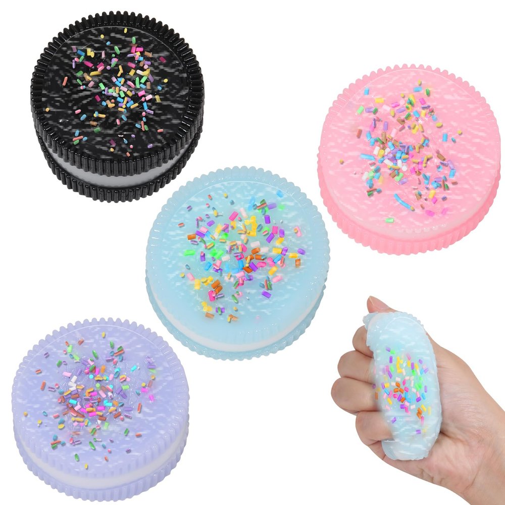 4pcs Handmade Soft Cookie Squishy Silicone Stress Relief Squishy Toy Pink Cookie Dessert Kawaii Squishies PVC New 5523BGoy Stress Relieving Fur Ball OPP Packaging Gifts (4pcs)