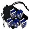 Set of 5 Authentic Las Vegas Casino Table-Played 19mm Craps Dice with Matching Serial Numbers - Planet Hollywood (Blue Polished) view 1