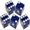 Set of 5 Authentic Las Vegas Casino Table-Played 19mm Craps Dice with Matching Serial Numbers - Planet Hollywood (Blue Polished) view 2