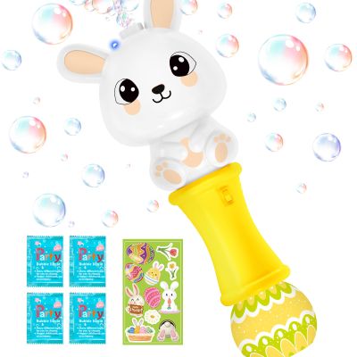 SpringFlower Easter Bubble Wand for Kids, Bubble Maker with LED Light-Up Effect for Girls Boys, Bubble Toy for Easter Party Favor Supplies, Easter Basket Essentials, Easter Basket Stuffers Fillers