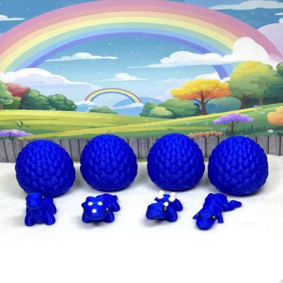 4PC 3D Printed Dinosaur Animal Toy, Articulated Mini Tyrannosaurus Rex Stegosaurus Triceratops Dinosaur, Fidget Toy Gift Desk Toy Home Decoration-MD001-BLUE