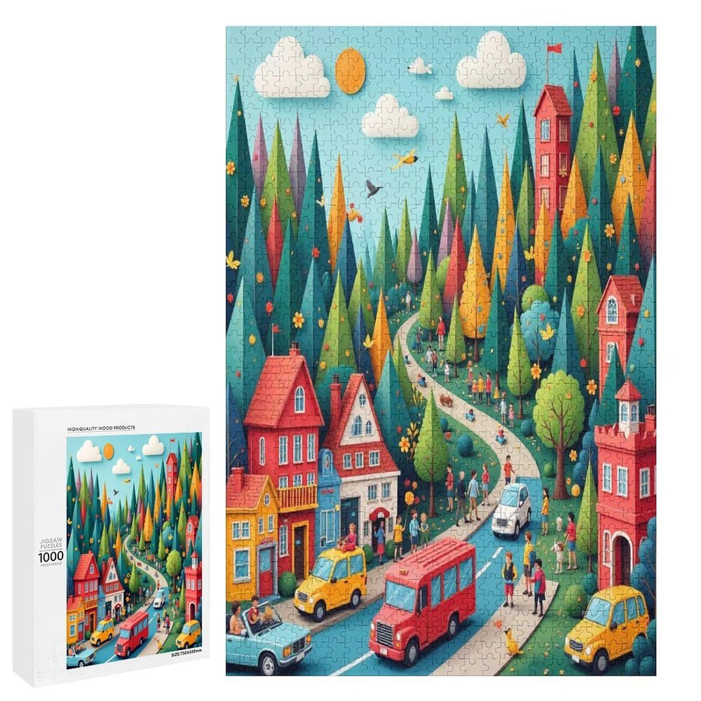1000 Piece Jigsaw Puzzle City with Various Building for Educational Gifts for Teens Decompression Christmas