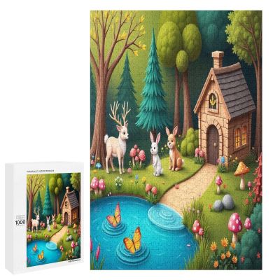 1000 Piece Adult and Youth Colorful Animals Puzzles Deer and Rabbits Fantastical Mushrooms Fun and Challenging Animals Themed Puzzles Great Gift for Family and Friends Dimensions