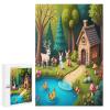1000 Piece Adult and Youth Colorful Animals Puzzles Deer and Rabbits Fantastical Mushrooms Fun and Challenging Animals Themed Puzzles Great Gift for Family and Friends Dimensions view 1