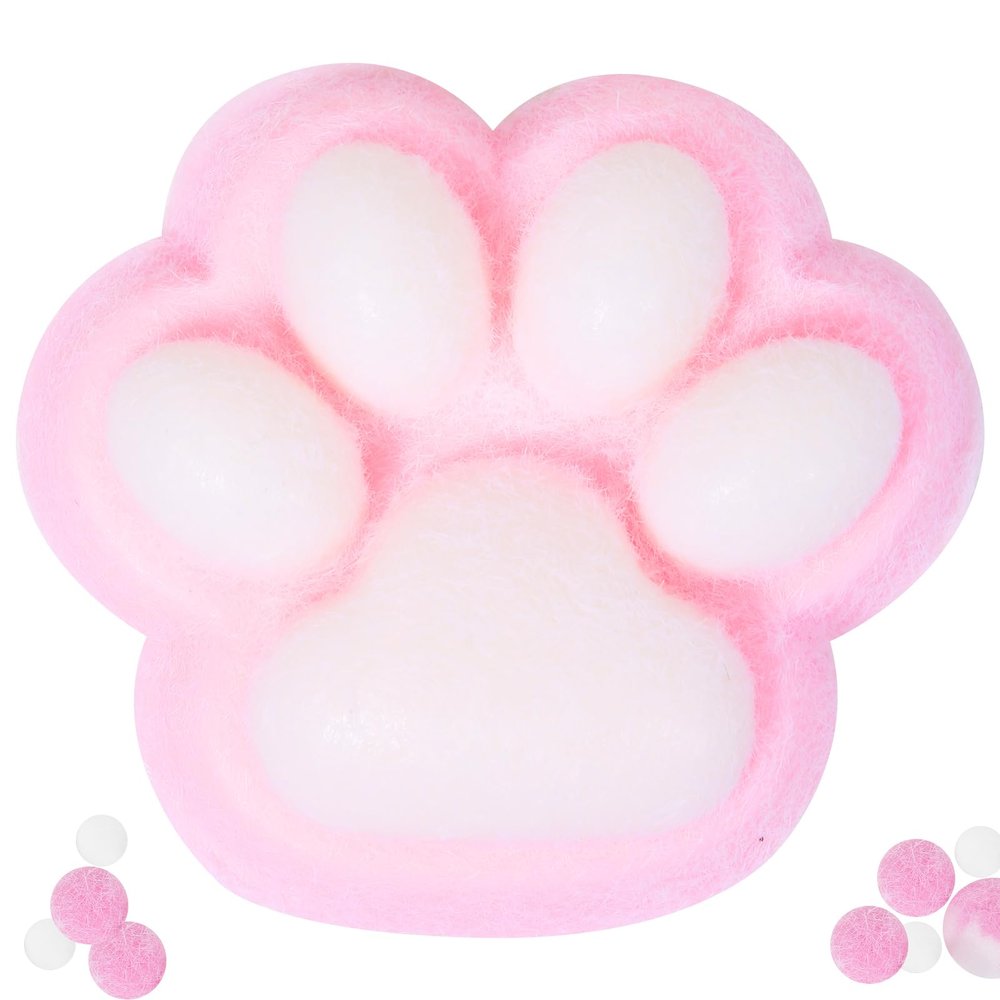 1pcs Cat Paw Squishy Toy, 5 in Big Cute Kawaii Fufu Squishies, Sticky Cat Paw Fur Ball, Super Soft Stress Relief Funny Fidget Toys, Novelty Things Suitable for Adults Kids