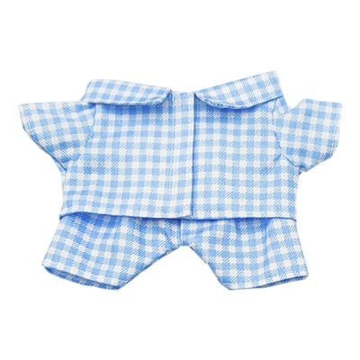 niannyyhouse 10cm 15cm 20cm Plush Doll Clothes Shirt Pants Multi-Color Plaid Pajama Set Doll Dressup (Blue, 10cm)