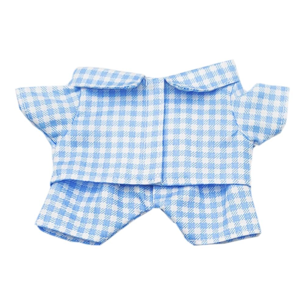 niannyyhouse 10cm 15cm 20cm Plush Doll Clothes Shirt Pants Multi-Color Plaid Pajama Set Doll Dressup (Blue, 10cm)