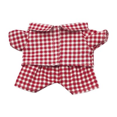 niannyyhouse 10cm 15cm 20cm Plush Doll Clothes Shirt Pants Multi-Color Plaid Pajama Set Doll Dressup (Red, 20cm)