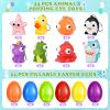 24 Pack Prefilled Easter Eggs with Animal Popping Eyes Toys, Squeeze Toys with Popping Eyes for Easter Hunt, Basket Stuffers Filler, Easter Party Favors, Classroom Prize, Surprise Egg view 2