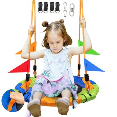 24 Inch Tree Swing Spider Web Tree Swing,700Lb Weight Capacity,900D Oxford Waterproof with Handles, with 71" Adjustable Hanging Strapsfor Backyard,Gifts for Kids Playground (24Inch-3Colors)