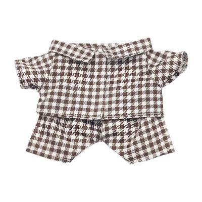 niannyyhouse 10cm 15cm 20cm Plush Doll Clothes Shirt Pants Multi-Color Plaid Pajama Set Doll Dressup (Brown, 20cm)