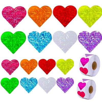 1000Pcs Shining Laser Heart Stickers,1Inch Scrapbook Heart & 1.5inch Romance Love Stickers for Kids Valentines Day Supplies Valentines Day Mothers Day Decor