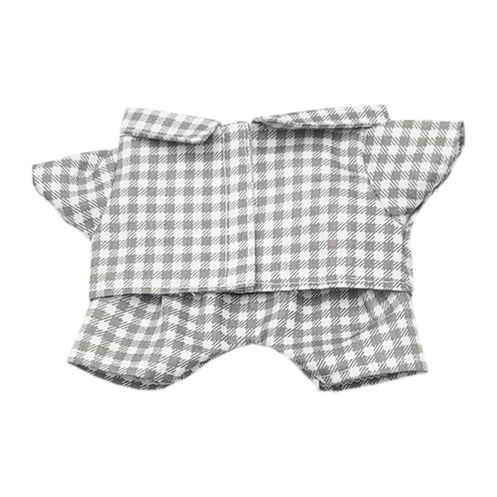 niannyyhouse 10cm 15cm 20cm Plush Doll Clothes Shirt Pants Multi-Color Plaid Pajama Set Doll Dressup (Gray, 15cm)