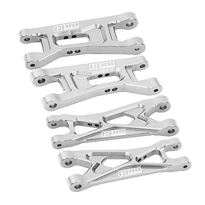 7075 Alloy Front & Rear Lower Arms Aluminum Upgrade Combo for LOSI 1:24 Micro-B 2WD Buggy RTR-LOS00007 / 1:28 Micro-T 2S 2WD RTR Stadium Truck-LOS-1392 Upgrades - Silver