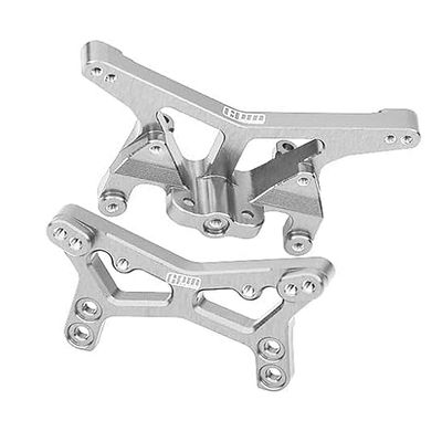 7075 Alloy Front & Rear Shock Tower Aluminum Upgrade Combo for LOSI 1:24 Micro-B 2WD Buggy RTR-LOS00007 / 1:28 Micro-T 2S 2WD RTR Stadium Truck-LOS-1392 Upgrades - Silver