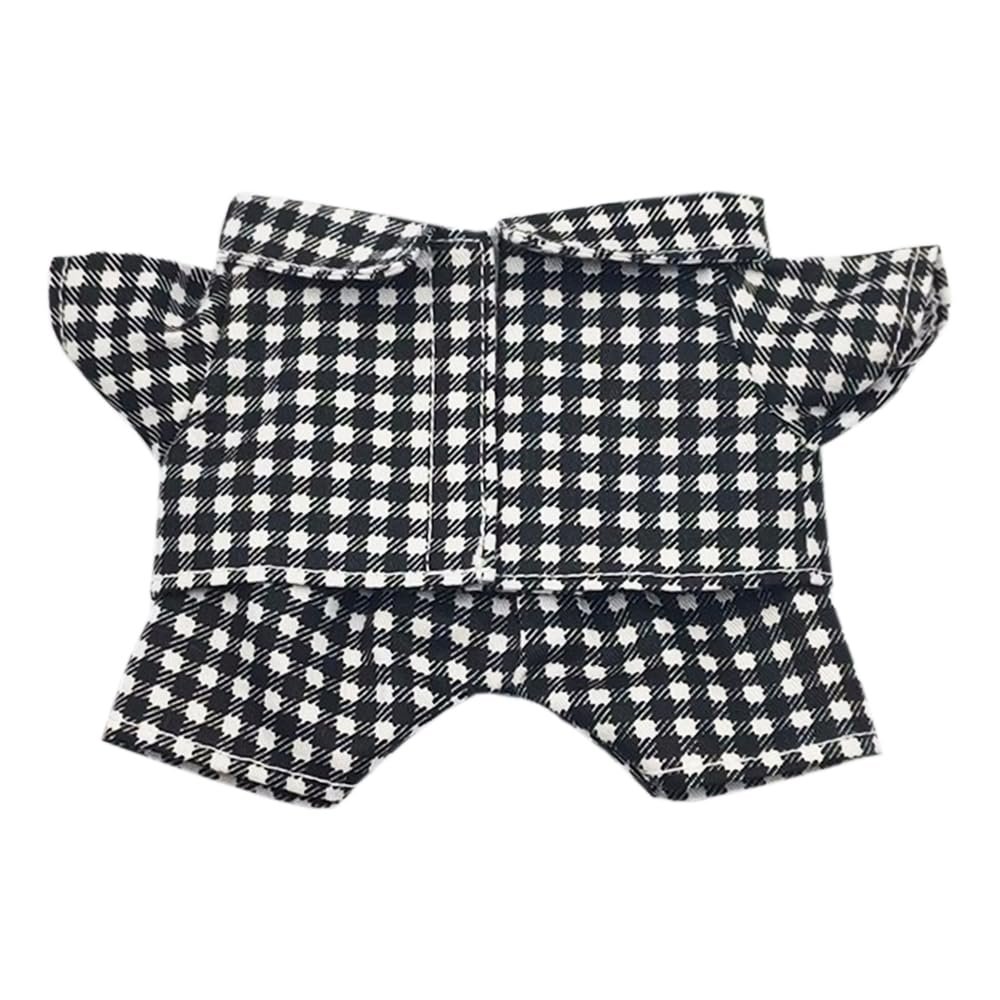 niannyyhouse 10cm 15cm 20cm Plush Doll Clothes Shirt Pants Multi-Color Plaid Pajama Set Doll Dressup (Black, 15cm)
