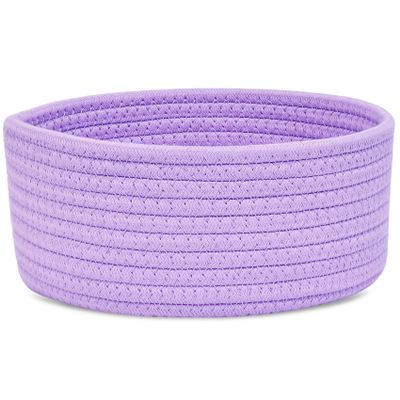 ABenkle Small Woven Basket, Empty Tiny Shallow Storage Basket, Mini Cotton Rope Baskets, Round Decorative Hamper, Basket Storage Bins for Toys, Spa, Socks, Nursery, Living Room