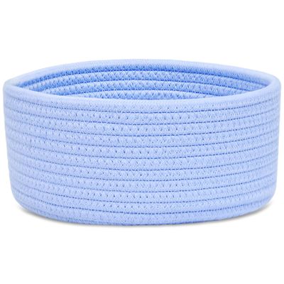 ABenkle Small Woven Basket, Empty Tiny Shallow Storage Basket, Mini Cotton Rope Baskets, Round Decorative Hamper, Basket Storage Bins for Toys, Spa, Socks, Nursery, Living Room