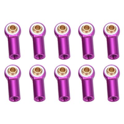 10pcs M3 Aluminum Link Rod End Joints, Metal Ball End Heads for AXIAL SCX10 1/10 RC Car, Upgrade Accessories, Easy Install, Sturdy and High Performance (Purple)