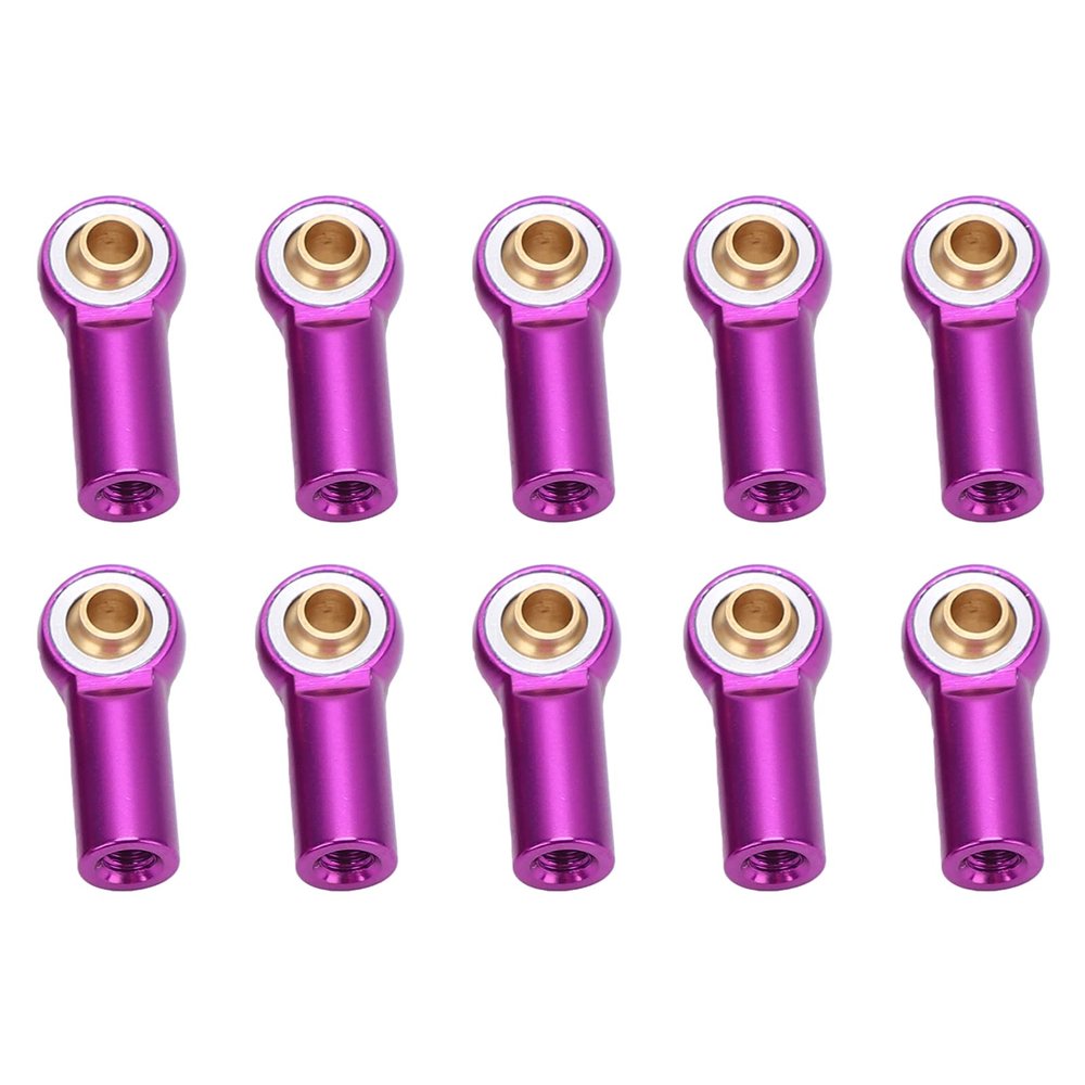 10pcs M3 Aluminum Link Rod End Joints, Metal Ball End Heads for AXIAL SCX10 1/10 RC Car, Upgrade Accessories, Easy Install, Sturdy and High Performance (Purple)