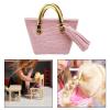 CoudarTitie Miniature Tote Bag for 1:6 Figures, PU Leather Handbag for Women Dolls, Pink view 2