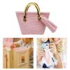 CoudarTitie Miniature Tote Bag for 1:6 Figures, PU Leather Handbag for Women Dolls, Pink view 3