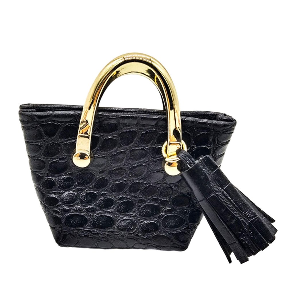 CoudarTitie Miniature Tote Bag for 1:6 Figures, PU Leather Handbag for Women Dolls, Black