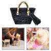 CoudarTitie Miniature Tote Bag for 1:6 Figures, PU Leather Handbag for Women Dolls, Black view 2