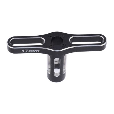 17mm Metal Hex Nuts Sleeve Wrench, T Handle Design, for 1/10 1/8 Off Road RC Car Wheel Removal, Rust Resistant, Sturdy Aluminum Alloy Tool, Black