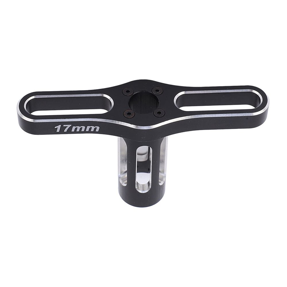 17mm Metal Hex Nuts Sleeve Wrench, T Handle Design, for 1/10 1/8 Off Road RC Car Wheel Removal, Rust Resistant, Sturdy Aluminum Alloy Tool, Black