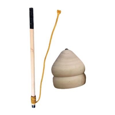 TTETTZ Wooden Trompos Unpainted Wood Blank Tops with Rod Motor Skills Gyro Toy Sturdy Point Wood Carved Tops for Adults Kids, 8 inch with 40cm Rod