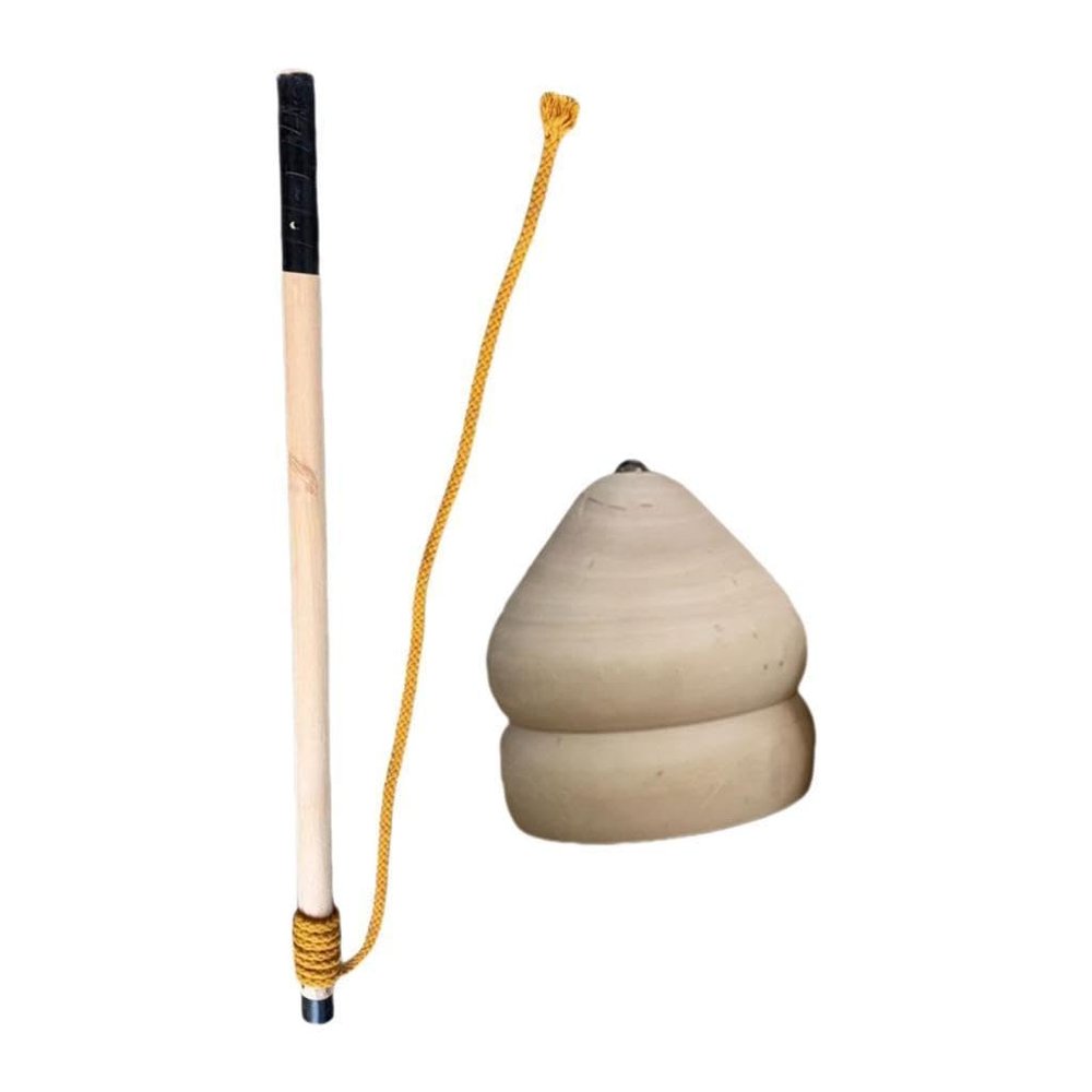 TTETTZ Wooden Trompos Unpainted Wood Blank Tops with Rod Motor Skills Gyro Toy Sturdy Point Wood Carved Tops for Adults Kids, 8 inch with 40cm Rod